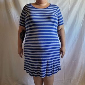 St John's Bay Blue Striped Dress XL